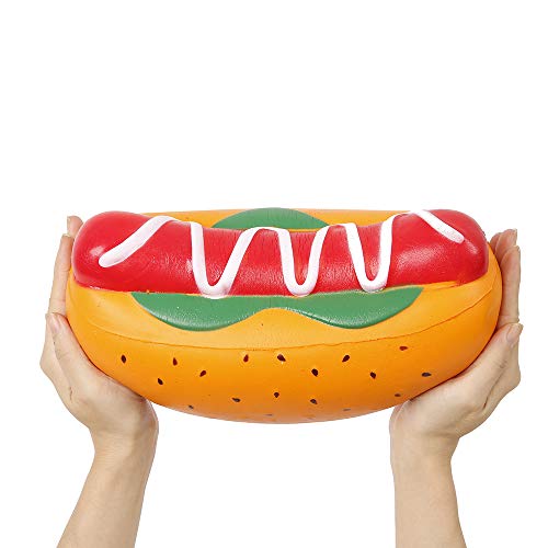 Anboor 10.5 Inches Jumbo Squishies Hot Dog Kawaii Scented Soft Slow Rising Giant Squeeze Food Squishies Stress Relief Kids Toy