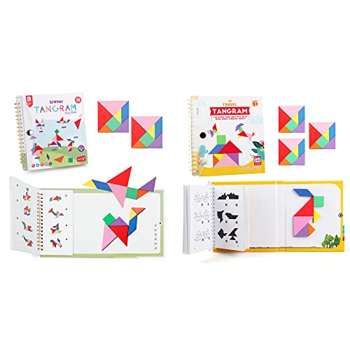 Vanmor 368 Solution Travel Tangram Puzzle with 2 Set Magnetic Plate & 240 Solution Travel Tangram Puzzle with 3 Set Magnetic Tangram