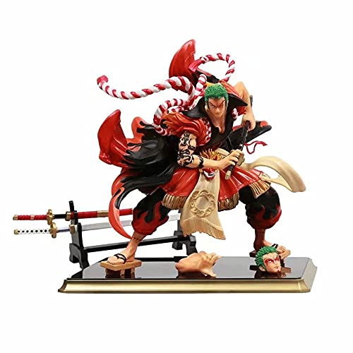 YANGENG ONE Piece GK Roronoa Zoro 9 Inches Interchangeable Head Fighting Position Anime Character Model PVC Figure Statue Digital Doll Garage Kits Collection Ornaments Decorations New Year's Gift
