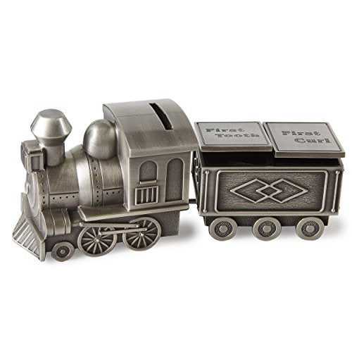 Elegance Pewter Plated Train Bank, Tooth & Curl Boxes Set