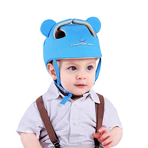 ESUPPORT Baby Adjustable Safety Helmet Headguard Protective Harnesses Hat Providing Safer Environment When Learning to Crawl Walk Play (Blue-1)
