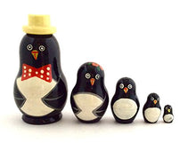 Load image into Gallery viewer, BuyRussianGifts Penguin Russian Nesting Dolls 5 Piece Hand Painted Set 3&quot; Tall
