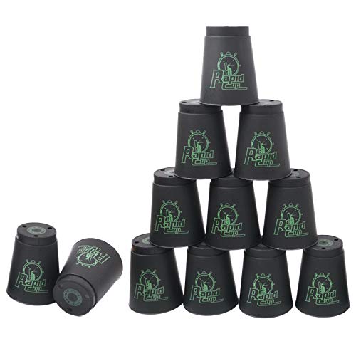 12 Pack Sports Stacking Cups, Quick Stack Cups Set Training Game for Travel Party Challenge Competition, Black