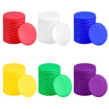 Load image into Gallery viewer, Coopay 300 Pieces Counters Counting Chips Plastic Markers Mixed Colors for Bingo Chips Game Tokens, Contain White, Blue, Green, Yellow, Red, Purple Colors

