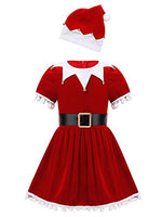 FEESHOW Children Girls Christmas Elf Mrs Santa Claus Cosplay Costumes Holiday Festive Suit Party Fancy Dress with Hat Set Red 3T