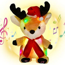 Load image into Gallery viewer, Housbaby Christmas Musical Light up Reindeer LED Stuffed Animals Rudolph Plush Toys Lullaby Singing Animated for Toddlers Xmas Gift Holiday,Brown,13&#39;&#39;
