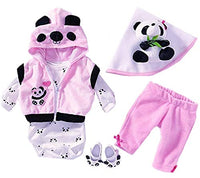 Reborn Baby Dolls Clothes 22 inch Girl for 18-20 inch Newborn Reborn Dolls Pink Panda Outfit 6 Piece Set