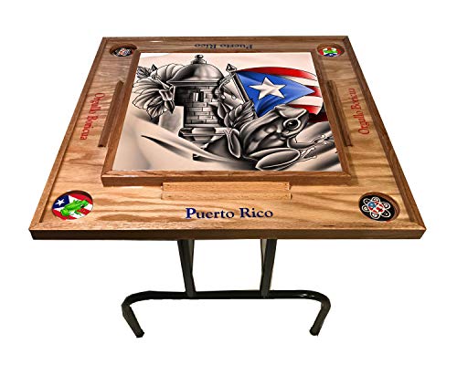 latinos r us Puerto Rico Domino Table Smbolos Bricua (Natural)