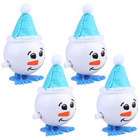 Amosfun 4pcs Christmas Wind Up Toys Xmas Clockwork Toy Snowman Xmas Party Favors Novelty Jumping Toys Stocking Stuffers (Blue)