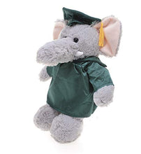 Load image into Gallery viewer, Plushland Elephant Plush Stuffed Animal Toys Present Gifts for Graduation Day, Personalized Text, Name or Your School Logo on Gown, Best for Any Grad School Kids 12 Inches(Forest Green Cap and Gown)
