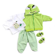 Load image into Gallery viewer, Pedolltree Reborn Baby Girl Boy Dolls Clothes 22 inch 4 pcs Sets Green Frog Outfit Fit 20-22&quot; Newborn Dolls Clothes Accessories
