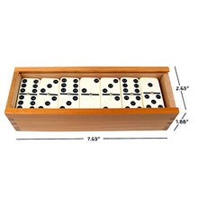 Load image into Gallery viewer, Dominoes Set- 28 Piece Double-Six Ivory Domino Tiles Set, Classic Numbers Table Game with Wooden Carrying/Storage Case by Hey! Play! (2-4 Players) , Brown
