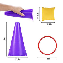 Load image into Gallery viewer, 31 PCS Outdoor Carnival Games, 3 in 1 Bean Bag Ring Toss Games for Kids Birthday Party, Plastic Soft Cones Yard Lawn Game for Family Party (Bean Bag Ring Toss Games)
