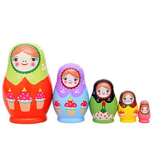 Load image into Gallery viewer, Monnmo 5Pcs Handmade Wooden Russian Nesting Dolls Matryoshka Dolls - Stacking Doll Set of 5 from 4.3&quot; Tall (Green)
