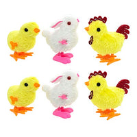 Dreamm 6 Pack Wind-Up Jumping Toys Plush Chicks Bunny Chicken Easter Toys,Classroom Prizes Party Favors Birthday Gift for Kids