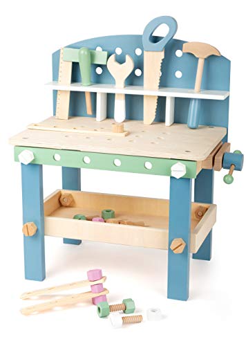 small foot wooden toys Compact Nordic Workbench Complete playset Designed for Children Ages 3+ Years (11376)