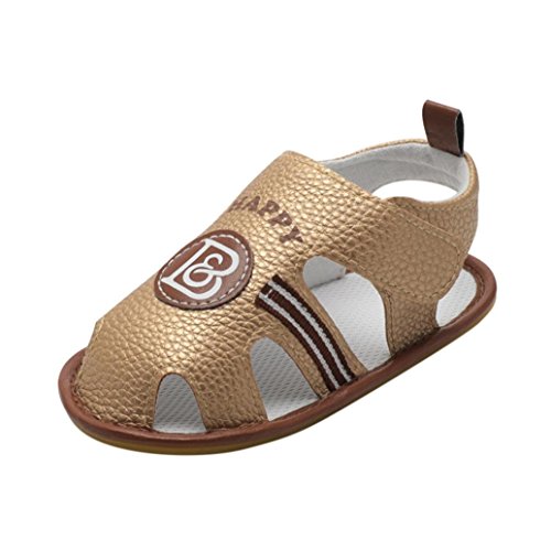 KONFA Toddler Infant Baby Boys Summer Closed-Toe Sandals,for 0-18 Months,Kids Soft Sole Slipper Crib Shoes (Khaki, 6-12 Months)