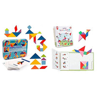 Vanmor Wooden Tangram Set with 60 Design Cards & 368 Solution Travel Tangram Puzzle with 2 Set of Magnetic Tangram