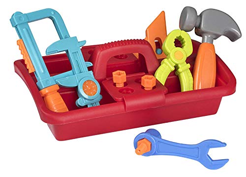 Playkidz 23 Piece Tool Box Set: Great Construction Toys for Boys and Girls, Assortment of Different Super Durable Tools, Nails, Screws and A Storage Caddy.