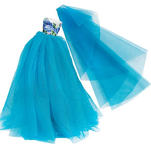 BJDBUS Blue Clothes Trailing Wedding Dress with Veil for 11.5 inch Girl Doll