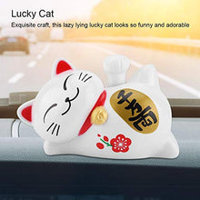 Load image into Gallery viewer, zhuolong Chinese Lucky Cat Waving Solar Powered Adorable Lazy Lying Beckoning Fortune Lucky Cat Car Accessories(B)
