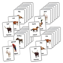 Load image into Gallery viewer, Farm Animals Flash Cards - 27 Laminated Flashcards | Homeschool | Montessori Materials | Multilingual Flash Cards | Bilingual Flashcards - Choose Your Language (French + English)
