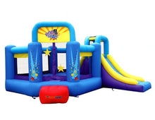 Load image into Gallery viewer, Bounceland Pop Star Inflatable Bounce House Bouncer, Large Bouncing Area with Long Slide, Climbing Wall, Basketball Hoop, UL 1HP Blower Included, 15 ft x 13 ft x 8.3 ft H, Pop Star Kids Party Theme

