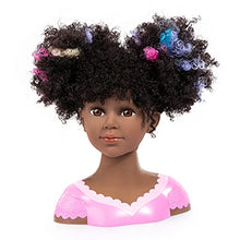 Load image into Gallery viewer, Bayer Design 90088AZ Styling Head Charlene Super Model, Hairdressing, Makeup, with Accessories, Brown Curls with Strands, 27cm
