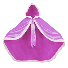 Load image into Gallery viewer, Hooded Cape Velvet Cloaks Costume - Birthday Halloween Cosplay for Girls Princess Costumes Party Accessories (Purple, S)
