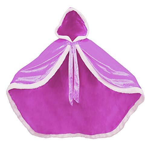 Hooded Cape Velvet Cloaks Costume - Birthday Halloween Cosplay for Girls Princess Costumes Party Accessories (Purple, S)