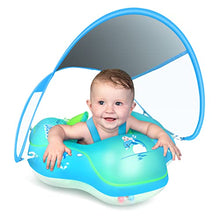 Load image into Gallery viewer, LAYCOL Baby Swimming Float Inflatable Baby Pool Float Ring Newest with Sun Protection Canopy,add Tail no flip Over for Age of 3-36 Months
