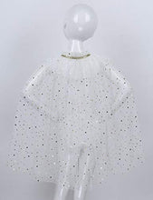 Load image into Gallery viewer, Freebily Kid Girls Sparkling Sequins Princess Snowflake Tulle Cape Tie Cloak for Halloween Birthday Cosplay Costume White 4-6

