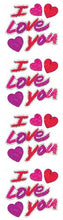 Load image into Gallery viewer, Jillson Roberts Prismatic Stickers, I Love You with Hearts, 12-Sheet Count (S7596)
