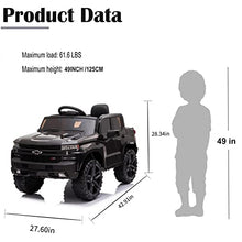 Load image into Gallery viewer, SEGMART Electric Cars for Kids Chevrolet Silverado Trail Boss LT Ride-on Truck Car, 12V Licensed Pickup for Boy &amp; Girl, Electric Vehicles Car with Parental Remote Control, Black
