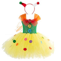MYRISAM Girls Circus Clown Costume Handmade Christmas Tutu Dress w/Hair Hoop Holiday Party Birthday Fancy Dress Up Outfits 10-12T