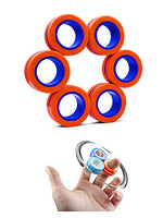 BESIACE Magnetic Finger Ring Stress Relief Magnet Toy Decompression Spinner Game Magic Ring Props Tools 3pcs/6pcs (6Pcs Orange)