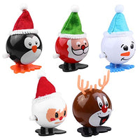 PRETYZOOM 5pcs Christmas Wind Up Toys Plastic Xmas Clockwork Toys Assorted Mini Santa Hat Snowman Walking Jumping Figurine Toys for Birthday New Year Party Gifts