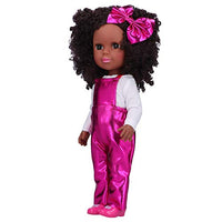 Black Girl Doll, 14in Cute Baby Doll Toy, Safe Play Together Reborn Baby Doll, for Children Kids(Q14-57 Rose red Strap)