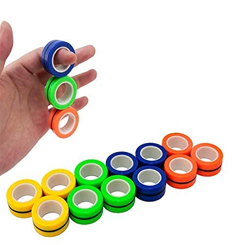 AHEYE 12Pcs Magnetic Rings, Idea ADHD Fidget Toys Set, Christmas Magnetic Toys, Christmas Party Favors for Man Woman Teens Kids Boys Girls Anxiety Stress Relief Christmas Stocking Stuffers Gifts