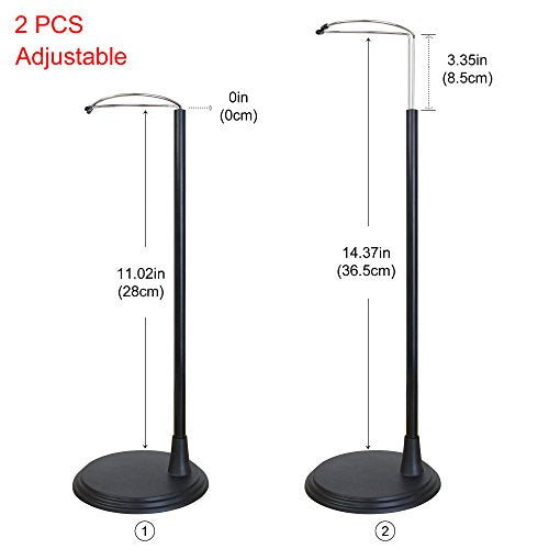 ZITA ELEMENT 2 Pcs Adjustable Doll Stand Base for 18 Inch American Doll and Other 14 Inch -18 Inch Doll - Black Color Doll Holder