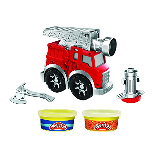 Play-Doh Wheels Fire Engine Playset with 2 Non-Toxic Modeling Compound Cans Including Water and Fire Colors, Firetruck Toy for Kids 3 and Up