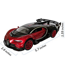 Load image into Gallery viewer, Lmoy 1:32 Scale Bugatti Chiron Vision Grand Turismo (GT) Zinc Alloy Pull Back Die-cast Model Car Toy Collection with Light &amp; Sound (red)
