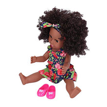 Load image into Gallery viewer, Comfortable African Black Girl Doll,(Q14-155 Blue bottom red flower diagonal skirt)
