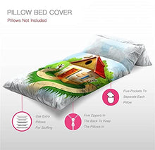 Load image into Gallery viewer, Kids Floor Pillow Fairy Tale House Among Trees with Walk Path Pillow Bed, Reading Playing Games Floor Lounger, Soft Mat for Slumber Party, for Kids, King Size
