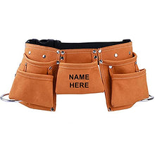 Load image into Gallery viewer, Rigsafe Personalized ( Name in 10 Alphabets ) Real Leather Kids Tool Belt For Young Builders Waist Size 21 to 28 Inches (Yellow)
