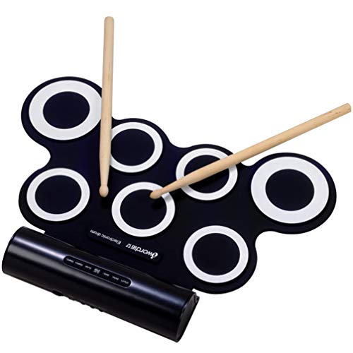 ARTIBETTER Roll Up Drum Kit wiht Speakers Practice Pad Tabletop Electronic Drum Pad Drumsticks Foldable Drum Set for Kids Black