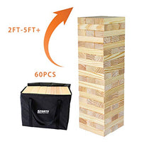 Load image into Gallery viewer, LOKATSE HOME Giant Tumbling Timber Tower 60 Large Wooden Blocks (Stackes to 5+ Feet) with Storage Bag, Premium Pinewood Jumbo Lawn Outdoor Games Set for Adults and Kids
