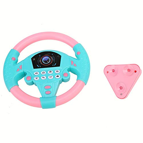 Qinlorgo Music Steering Wheel Tool - Baby Educational Copilot Steering Wheel Music Children Intelligent Toy(Pink Blue)