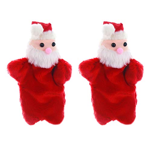 NUOBESTY Christmas Party Games for Kids Christmas Hand Puppets Soft Plush Santa Claus Toy Doll for Imaginative Pretend Play Stocking Storytelling (Red)