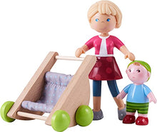 Load image into Gallery viewer, HABA Little Friends Mom Melanie and Baby Liam Dollhouse Figures with Stroller
